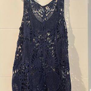 Olivia Sky Navy Crochet Tank Top